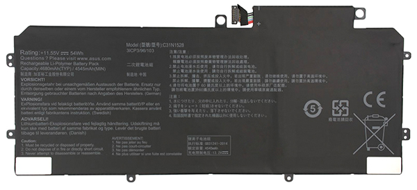 Kompatibel Bærbar PC batteri til ASUS C31N1528 Kompatibel Bærbar PC batteri ASUS til C31N1528