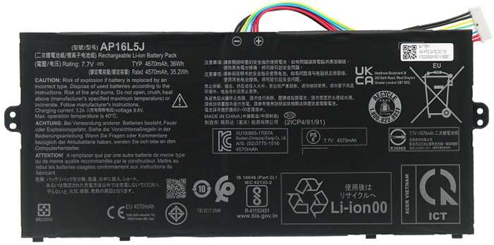 Kompatibel Bærbar PC batteri til ACER AP16L5J Kompatibel Bærbar PC batteri ACER til AP16L5J