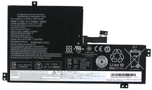 Kompatibel Bærbar PC batteri lenovo  til L17L3PB0 