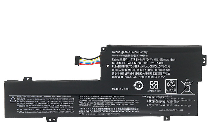Kompatibel Bærbar PC batteri lenovo  til L17L3P61 